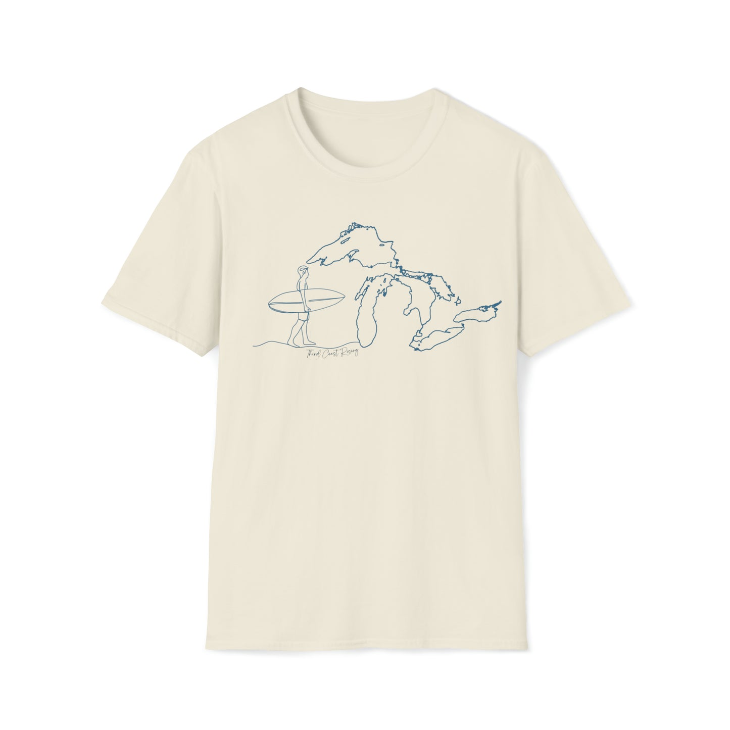 Sketch of Male Surfer & Great Lakes Tee