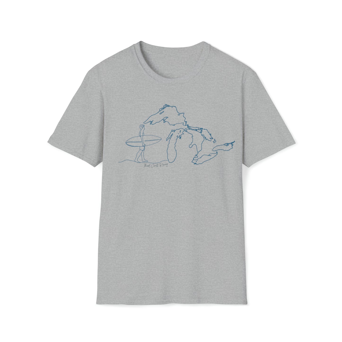 Sketch of Male Surfer & Great Lakes Tee