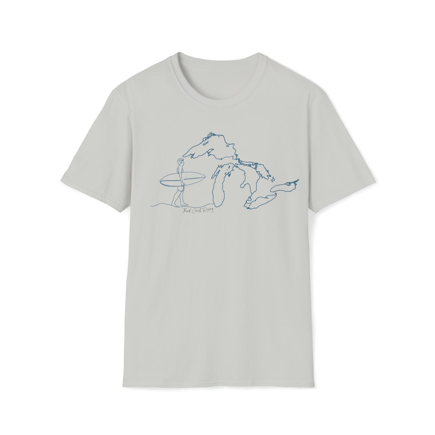 Sketch of Male Surfer & Great Lakes Tee