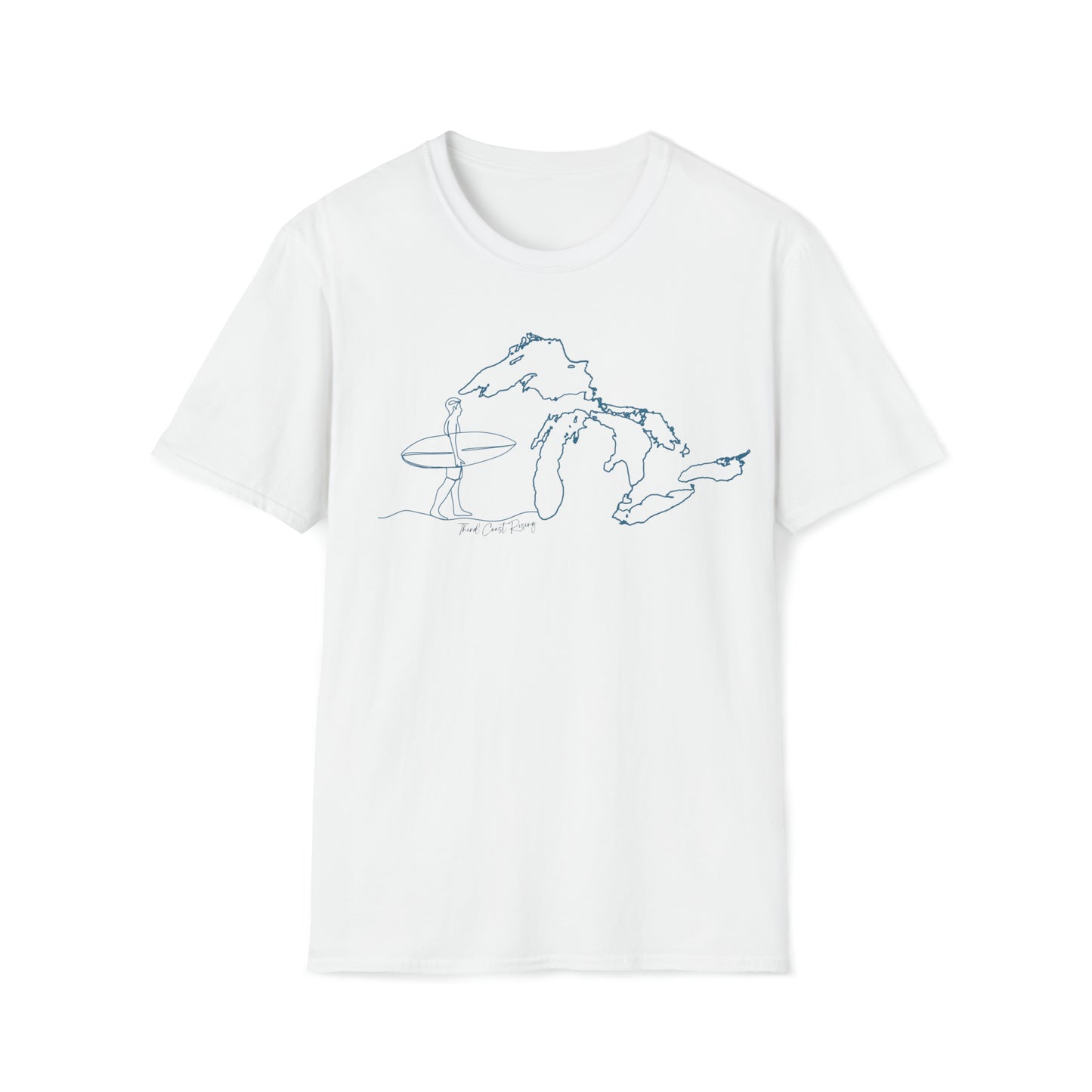 Sketch of Male Surfer & Great Lakes Tee