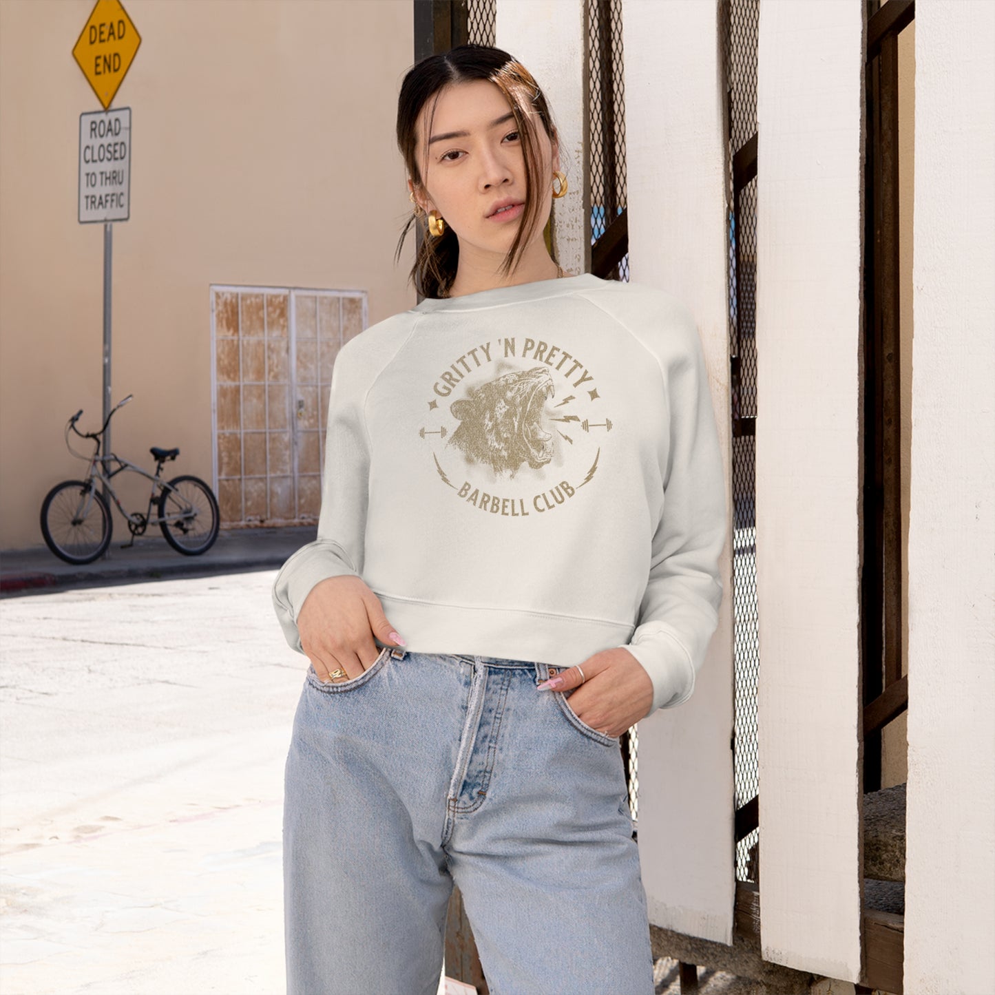 Gritty Pretty Barbell Club: Women's Luxury Cropped Fleece Pullover