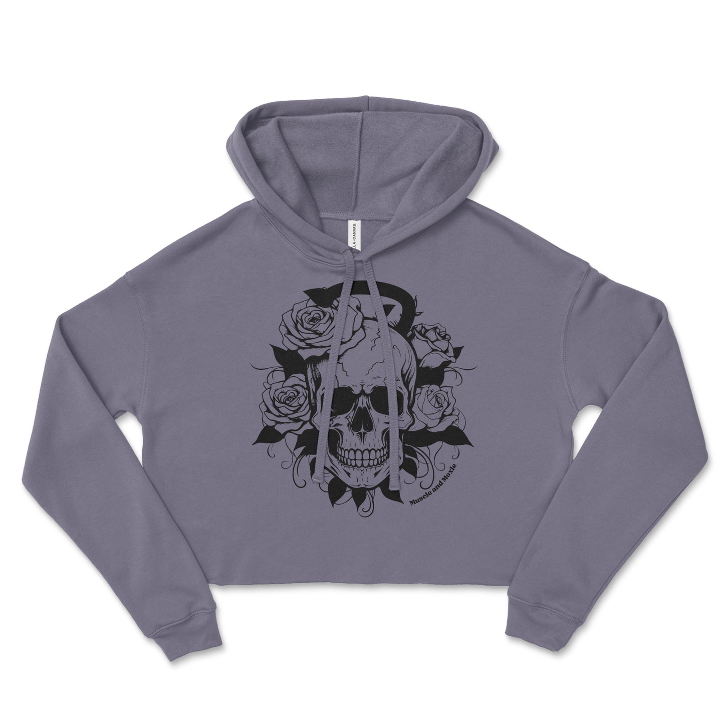 Kettlebell Skull Crop Hoodie: Military Green or Storm