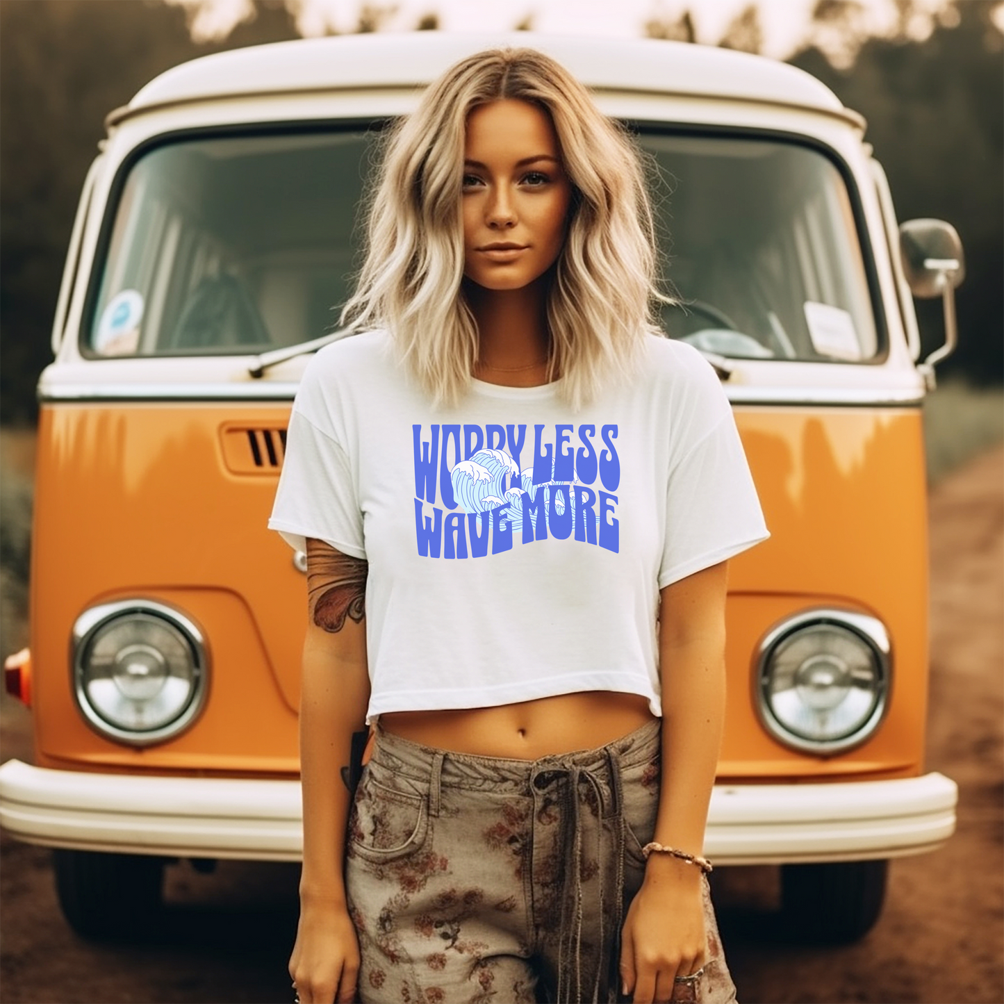 Worry Less. Wave More. Crop Tee