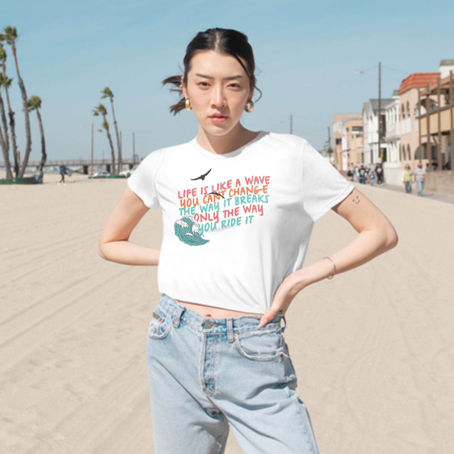 Life Is Like A Wave Crop Tee