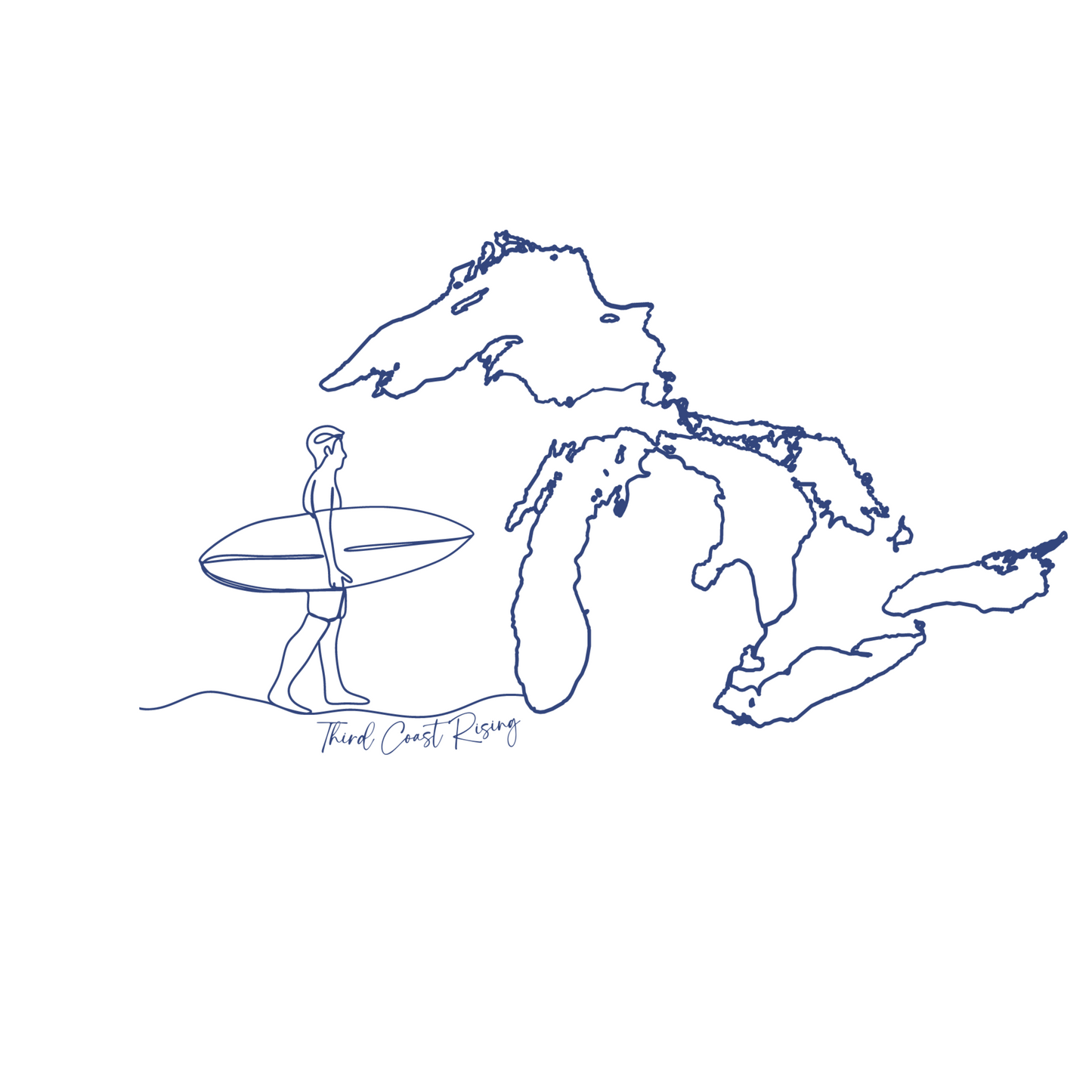 Sketch of Male Surfer & Great Lakes Tee