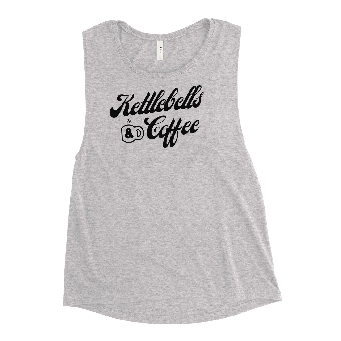 Kettlebells & Coffee Muscle Tank (black letters)