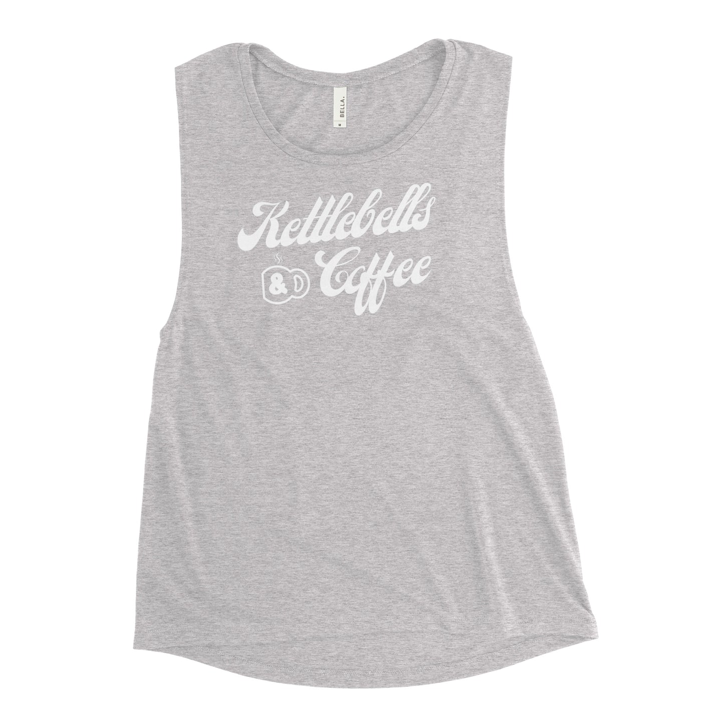 Kettlebells & Coffee Muscle Tank (white letters)