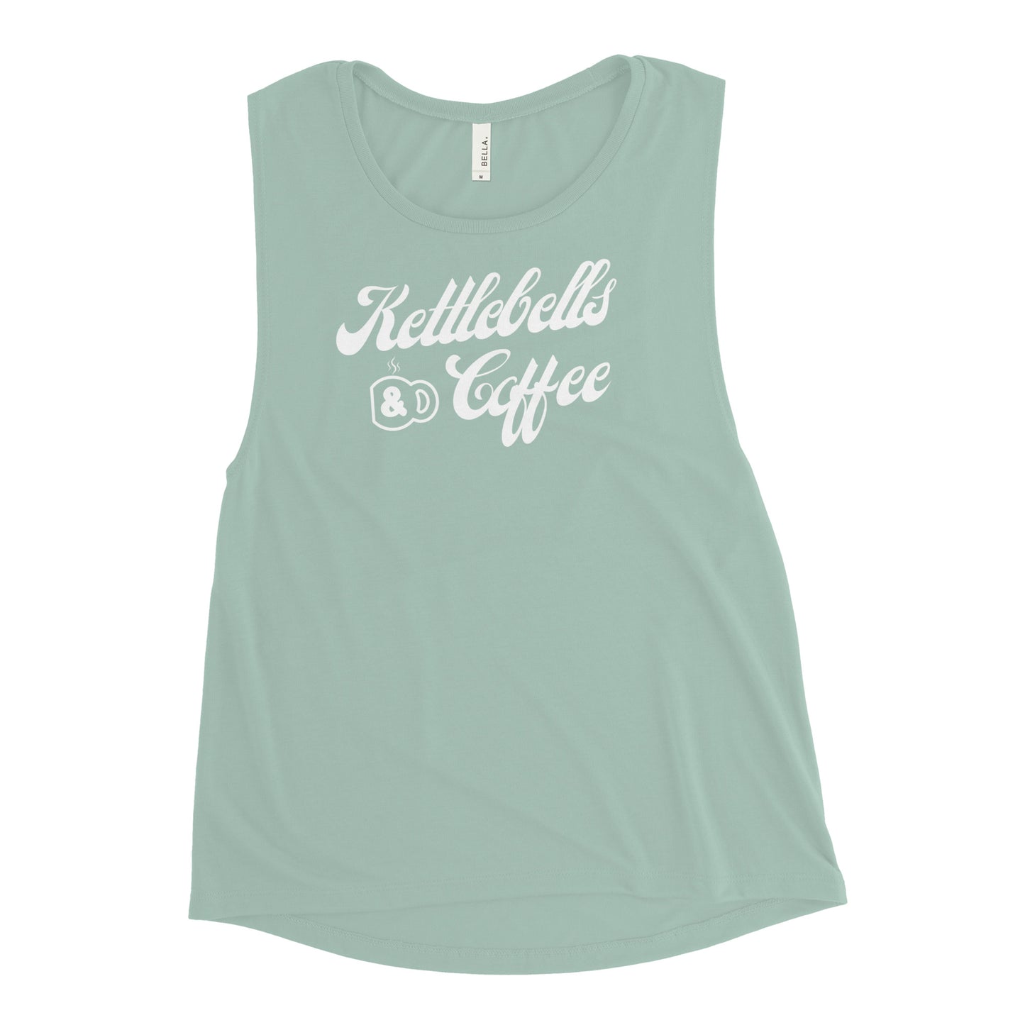 Kettlebells & Coffee Muscle Tank (white letters)