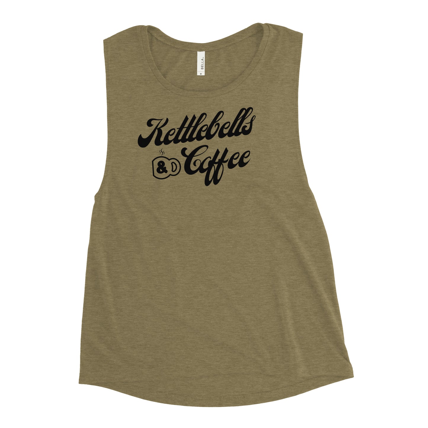 Kettlebells & Coffee Muscle Tank (black letters)