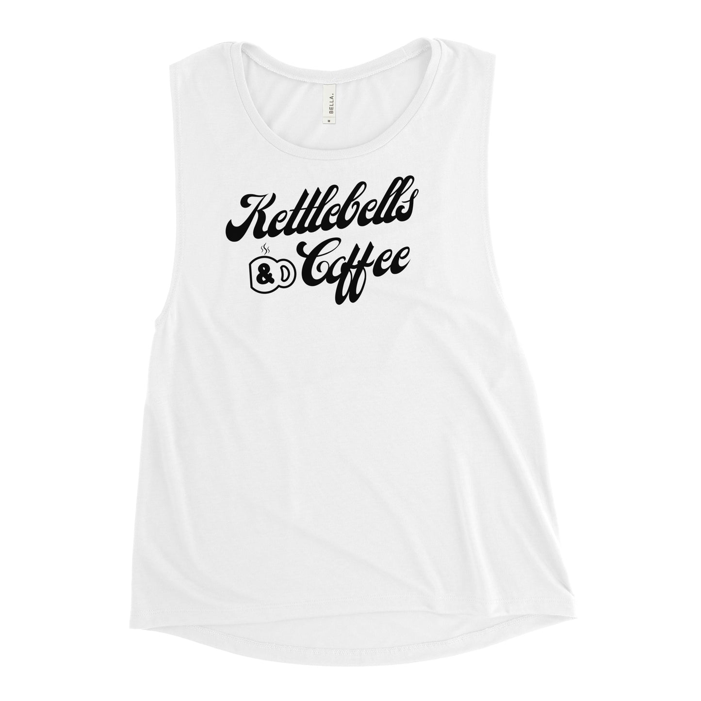 Kettlebells & Coffee Muscle Tank (black letters)